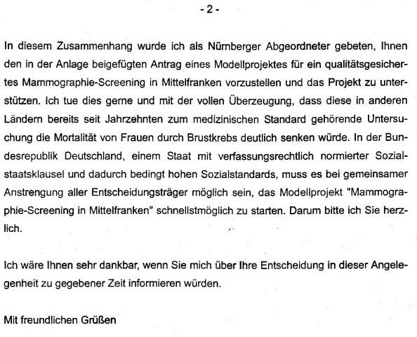 Befürwortungsschreiben Staatsminister Dr. Günther Beckstein Seite 2
